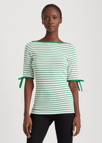 Ralph Lauren Striped Cotton-Blend Top Dame Danmark (AJLKC6027)